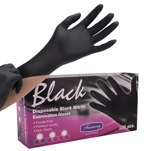 100PCS Powder-Free Black Nitrile Gloves - Multipurpose Disposable Waterproof Work Gloves for Kitchen, Household Cleaning, Garden, Barber, and Makeup